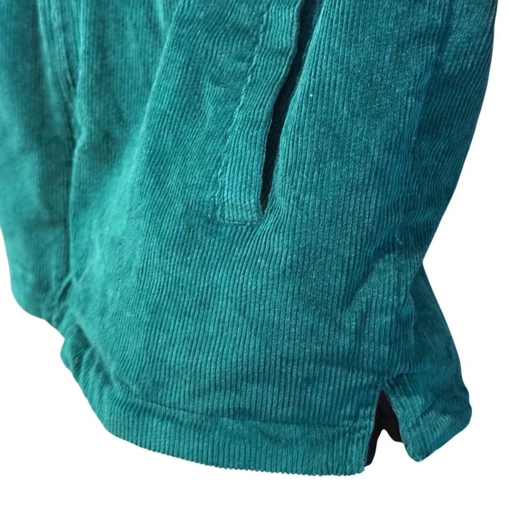 Free Assembly Green Corduroy Harrington Jacket Size L 10/12 Mock Neck Zip Up